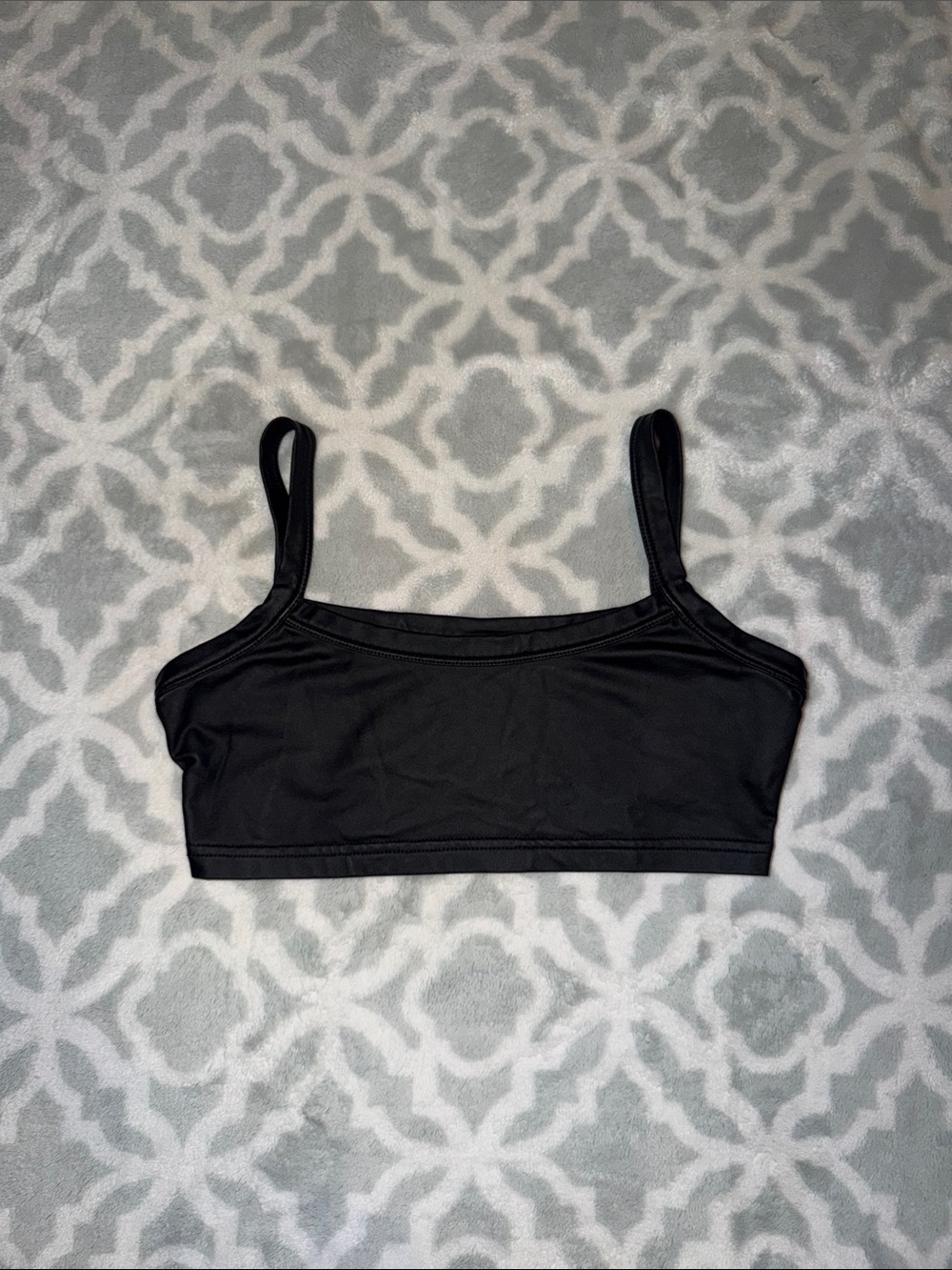 Black Women's Seamless Leather Bralette/Cropped Shirt